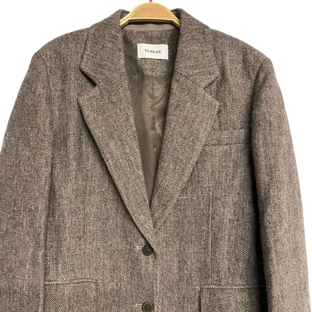 NWT Mens‎ Rewear Wool Linen Blend Herringbone Suit Jacket
